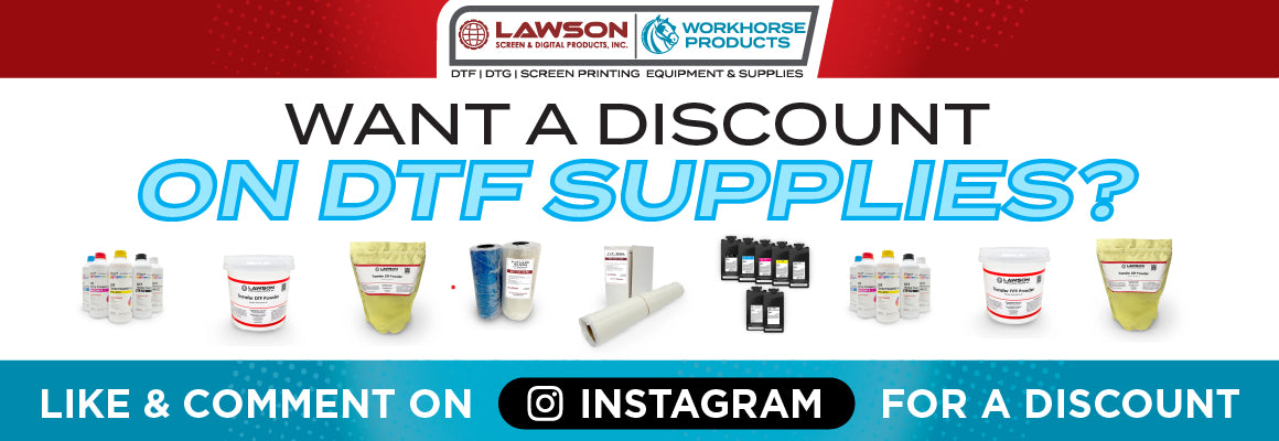 Get a DTF Supply discount by liking and commenting on our Instagram.